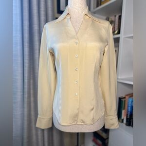Talbots Cream Button Down Silk Shirt